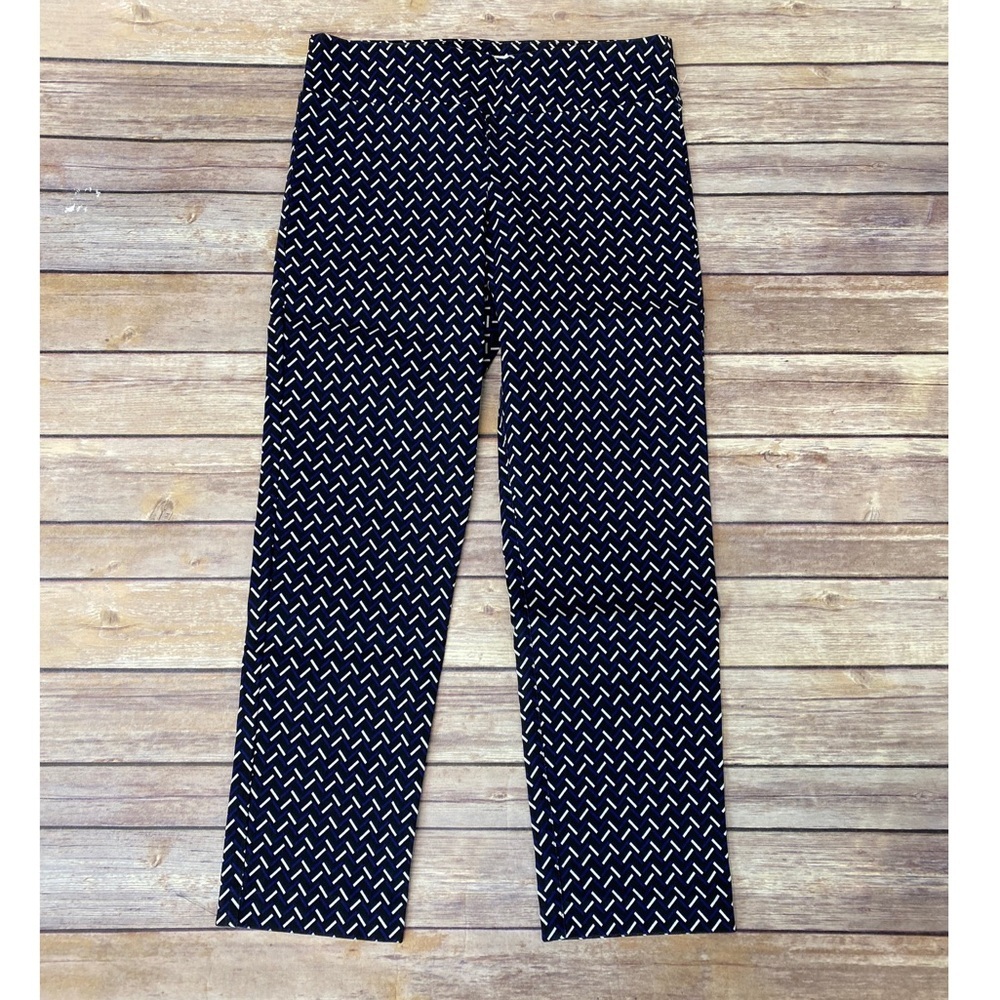 Margaret M black/blue/white line print Cropped Straight Leg pants SP